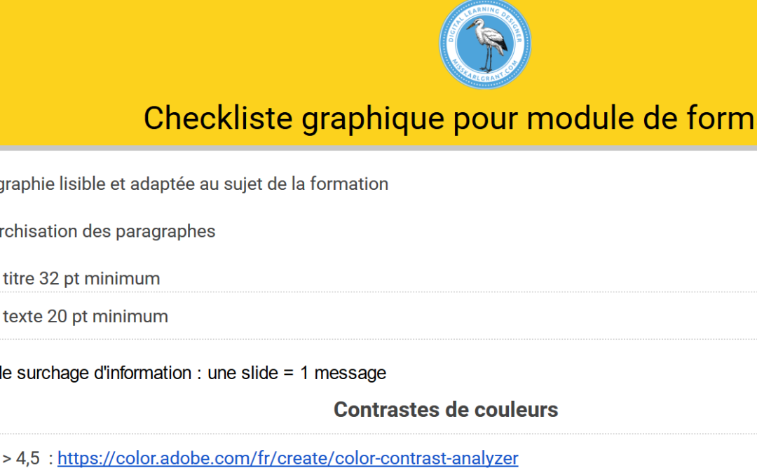 checkliste graphique pour module de formation karl grant