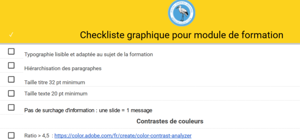 checkliste graphique pour module de formation karl grant